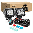 Nilight LED Light Bar 2PCS 18W Spot Led Off Road Lights 12V 5Pin Rocker Switch LED Light Bar Wiring Harness Kit, 2Pcs 4" Spot Lights