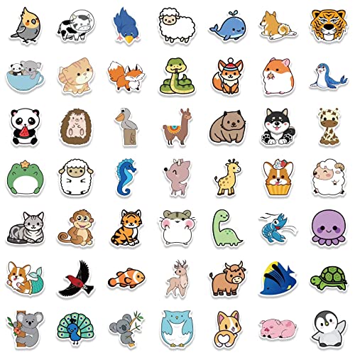 Wimarn 200Pcs Animal Stickers for Kids, Vinyl Cute Stickers, Laptop Stickers for Water Bottles Skateboard, Waterproof Stickers for Teens Girls&Boys