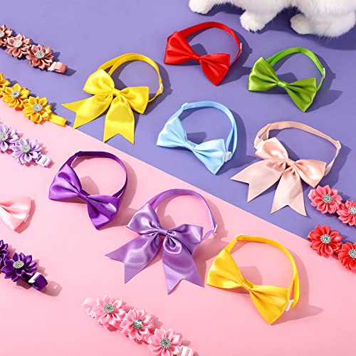 Jexine 60 Pieces Dog Bow Ties for Dogs with Adjustable Collar Cats Bowties Dog Collar Grooming Accessories for Small Medium Pet Dogs Puppy Cats Wedding Birthday Gift Party