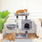 SYANDLVY Small Cat Tree for Indoor Cats, Activity Cat Tower with Scratching Post for Kittens, Climbing Stand with Basket & Condo for Play Rest (Grey)