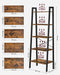 Vasagle Ladder Shelf, 5-Tier Industrial Bookcase, Storage Unit, with Metal Frame, for Living Room, Kitchen, Rustic Brown LLS45X