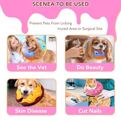 KIKNIN Inflatable Dog Cone Collar for Large Medium Small Dogs Protective Cat Dog Neck Donut Collar Soft Recovery Pet Cone Prevent from Biting & Scratching, Comfy Adjustable Recovery Pillow Collar