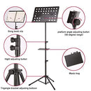 IMAGE 55-160 cm Sheet Music Stand Adjustable and Foldable Travel Metal Music Stand with Music Tray, Carrying Bag, and Music Sheet Clip Holder for Instrumental Performance