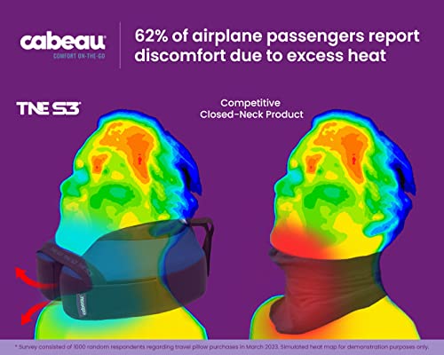 Cabeau Evolution S3 Travel Pillow - Straps to Airplane Seat - Ensures Your Head Won't Fall Forward - Relax with Plush Memory Foam - Quick-Dry Fabric Keeps You Cool and Dry Jet Black