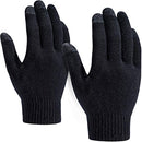 TSLA (Pack of 2) Men and Women Touch Screen Winter Gloves, Texting Anti-Slip Thermal Knit Gloves, Cold Weather Running Gloves, YZV22-BLK Medium