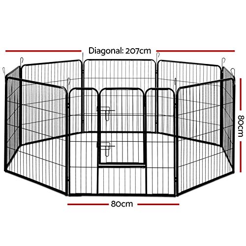 i.Pet 32" Large 8 Panel Pet Dog Playpens Rabbit Play Pen Fence Cage Puppy Exercise Enclosure Crate Pets Barrier Portable Outdoor Indoor Run Gate Guinea Pig Heavy Kennel