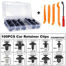 FOUNDCOOL 105pcs-10 Types Universal Car Trim Clips Retainers Panel Push-Type Pins Rivets Fasteners Replacement Molding for Cars Trucks SUVs Bumper Door Fender Engine Cover Removal Tools