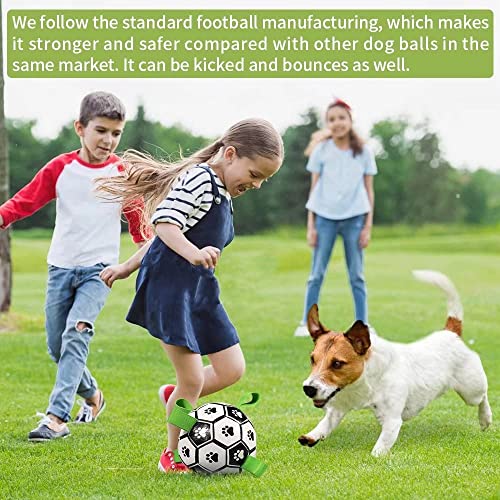 Dog Soccer Ball with Grab Tabs, Interactive Dog Toys for Tug of War, Dog Tug Toy, Dog Water Toy, Durable Dog Balls for Small & Medium Dogs