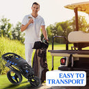 SereneLife 3 Wheel Golf Push Cart - Lightweight Folding Golf Walking Push Cart Roller Golf Bag Holder w/Upper/Lower Bracket w/Elastic Strap, Scorecard, Cup, & Bag Storage Holder - SereneLife SLG3W
