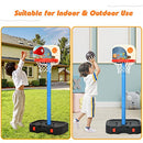 BABY JOY Kids Basketball Hoop Stand, Toddler Basketball Hoop Toy, 2 in 1 Basketball Set with Ring Toss, Portable Basketball Stand with Adjustable Height, Suitable for Indoor and Outdoor Use