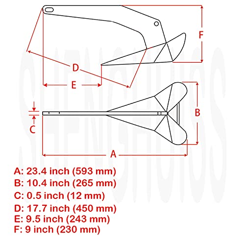 Yanyu 14 LB Delta Style Boat Anchor Marine Stainless Steel 316 Boat Delta Anchor for 20-35 ft Boats