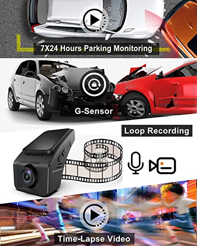 AX2V Car Dash Cam Front 1080P FHD WiFi Dash Camera for Cars,Screenless Dashboard Camera Recorder with Super Night Vision, 155° Wide Angle, HDR, Loop Recording, G-Sensor, Time-Lapse, Parking Mode
