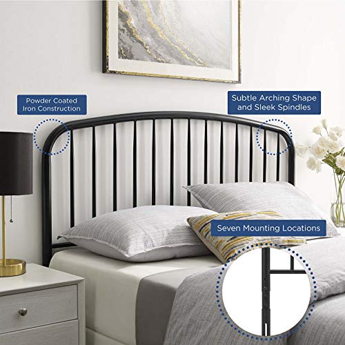 Modway Nova Modern Farmhouse Metal Queen Headboard in Black