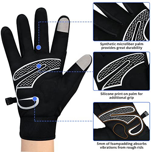 SOUKE Winter Cycling Gloves Men Women Thermal Touch Screen Padded Bike Gloves Water Resistant Windproof for Mountain Biking Running