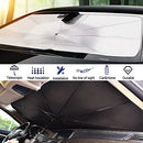 Car Shade Front Windshield Foldable Umbrella, UV Sun and Heat Insulation Protection, Free Installation Sunscreen Visor Block Fits SUV MPV Trucks and Most Vehicle Models (140x79cm)