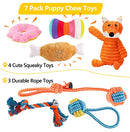 7 Pack Dog Toys, Dog Squeaky Toys, Puppy Toys for Teething Small Dogs, Stuffed Plush Dog Toys, Ropes for Medium to Large Dogs