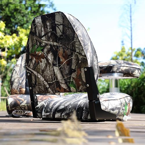 NORTHCAPTAIN High Back Folding Fishing Boat Seat,Stainless Steel Screws Included,Camo,2 Seats