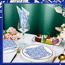 Sinmoe 200 Pcs Blue Floral Paper Napkins Guest 2 Layers Disposable Hand Towels for Bathroom White Cocktail Decorative Luncheon Napkin Dinner Wedding Tea Party