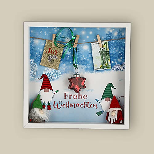 Picture Frame, DIY Money Gift, Christmas, Motif Frame, 28 x 28 x 4.5 cm, Colourful Clothes Peg, Gift Frame (1 x DIY Picture Frame, Christmas)