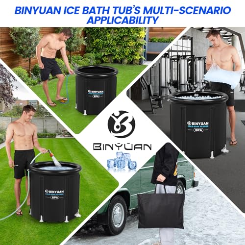 BINYUAN XL Large Ice Bath Tub for Athletes With Cover 99 Gallons Cold Plunge Tub for Recovery, Multiple Layered Portable Ice Bath Plunge Pool Suitable for Gardens, Gyms and Cold Water Therapy Training