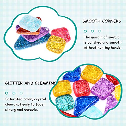 Swpeet 1Ib Glass Mosaic Tiles Pieces Stained Glass for Crafts, Mixed Colors and Patterns (Mosaic Tiles C)