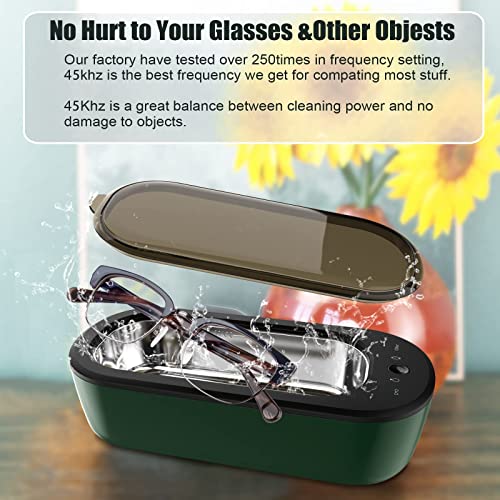 Ultrasonic Jewelry Cleaner, 50W Ultrasonic Cleaner Machine, Ultrasonic Glasses Cleaner with Digital Timer,Holder,47kHz Professional Sonic Jewelry Cleaner for Eye Glasses,Ring,Earring, Necklaces