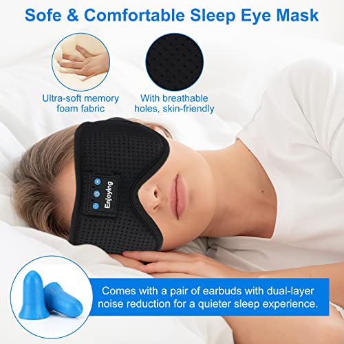 Sleep Headphones, BestMal Bluetooth 5.2 Sleep Mask and Earplugs 3D Sleeping Headphones Wireless Music Sleep Eye Mask with Speakers, Microphone and Adjustable Strap for Travel, Office, Yoga, Gift