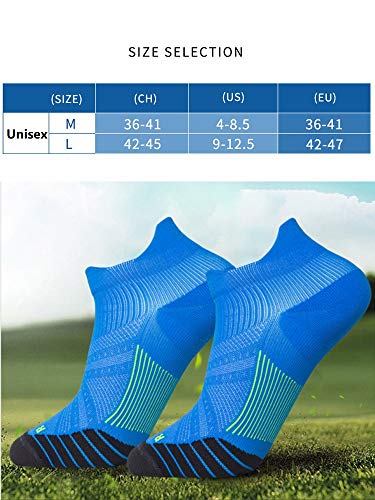 T Tersely 3 Pairs Compression Running Sport Socks for Men & Women - Low Cut No Show Athletic Socks for Stamina Circulation & Recovery - Ultra Durable Ankle Socks for Runners(EU 36-41)