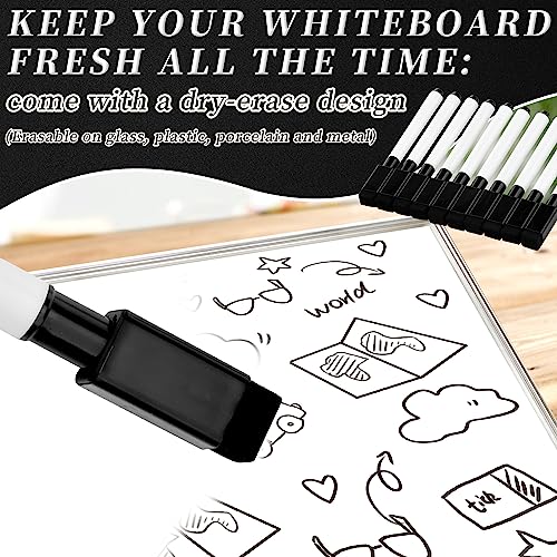 YUNAI 10 PCS Black Whiteboard Marker Pens with Eraser, Dry Wipe Fine Tip Marker Pens for Whiteboard, Thin Bullet Tip Erasable Pens Black, Office Schools Classroom Teacher Family Supplies