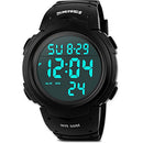Cemavin Mens Digital Sports Watch, Waterproof LED Screen Large Face Military Watches and Heavy Duty Electronic Simple Army Watch with Alarm, Stopwatch, Luminous Night Light - Black