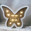 SHATCHI Wooden LED Light Up Table Frame Love Plaque Standing Christmas Office Desktop Decorations – Home/Moon/Star/Heart/Butterfly, White & Brown