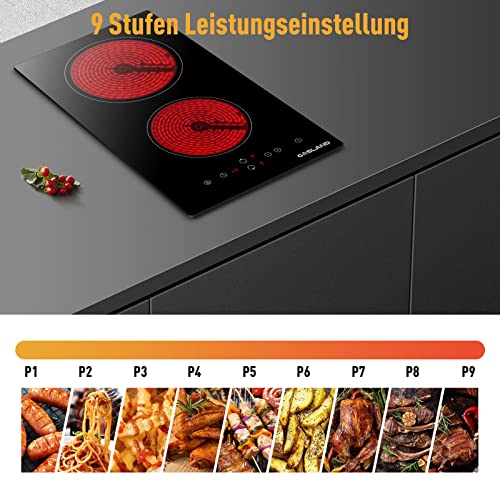 Gasland Chef CH30BF 30cm Built-in Ceramic Hob, 2 Zones Electric Cooktop Sensor Touch Controls Timer Child Lock, 3kW