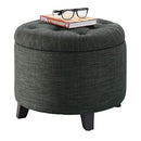 Convenience Concepts Designs4Comfort Round Storage Ottoman 19.75" - Versatile Contemporary Foot Stool for Living Room, Office, Gray Fabric