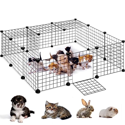 16 Panel Pet Playpen Foldable Small Animal Cage with Door Metal Pet Fence Indoor/Outdoor for Puppy, Rabbit, Kitten, Guinea Pig, Turtle, Hedgehog