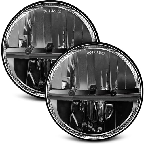 ZIMABLUE 7 inch LED Headlight 2PCS Cool White High Low Beam Plug and Play 7" round Headlights H6024 LED Headlight DOT Approved Compatible with Jeep Wrangler JK TJ CJ, Truck SUV etc