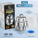 AquaHomeGroup 20 Stage Shower Filter with Vitamin C E for Hard Water - High Output Shower Water Filter to Remove Chlorine and Fluoride - 2 Cartridges Included -Consistent Water Flow Showerhead Filter