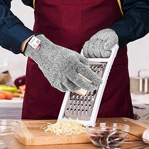 SZYIKUER Cut Resistant Gloves Food Grade Level 5 Hand Protection,Kitchen  Cut Gloves (Large(palm Diameter 3.75-4.15inch))