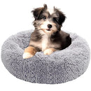 USOR Calming Cat Beds & Dog Bed, Anti-Anxiety Donut Dog Cuddler Bed, Large Cat Bed or Small Dog Bed, Disassemble and Washable 50 cm Warming Cozy Soft & Fluffy Faux Fur Plush Dog Cushion Bed Light Gray