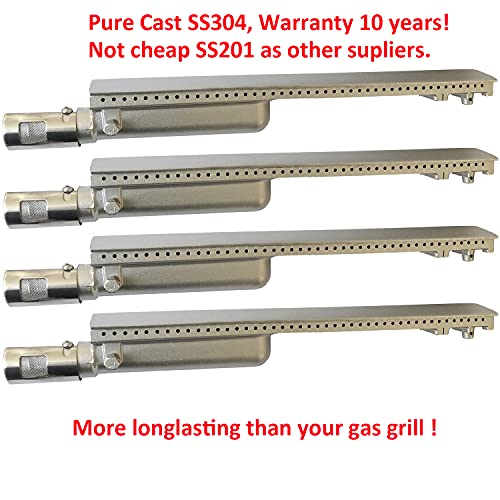 GRILLJOB 𝙐𝙥𝙜𝙧𝙖𝙙𝙚𝙙 4PC Set Cast Stainless Steel SS304 BBQ Grill Burner 16", Compatible with 23301 16516 44305 Aussie Bull Blaze CharBroil NEXGRILL Thermos Turbo Gas Grills