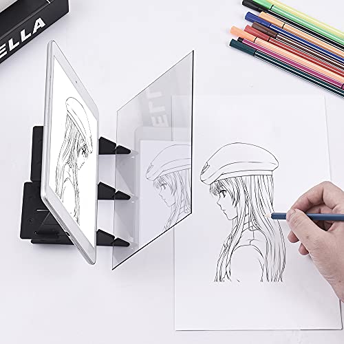 Staright Optical Drawing Tracing Board Portable Sketching Painting Tool Animation Copy Pad No Overlap Shadow Mirror Image Reflection Projector Zero-based Toy for Children Students Adults Artists Beginners