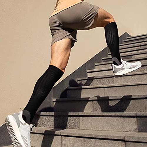 YUEDGE Compression Socks Men & Women,Circulation 15-20 mmHg,Best Support For Running Cycling Hiking Travel Nursing Medical, 3 Pairs Black