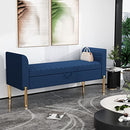 ALISH Storage Bench,Upholstered Storage Ottoman Bench,Modern Bed Bench Entryway Bench with Gold Legs for Bedroom Living Room Blue