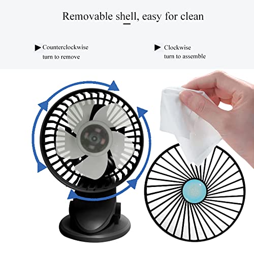 Clip On Fan 4.5-Inch, 2500mAh Battery Operated Cordless Portable Fan 3-Speeds, Super Quiet Strong Airflow Standing Desk Fan 9 Hours Running time for Home Outdoor Camping Tent Travel, Black