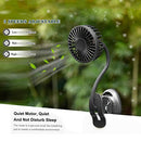 Clip on Fan Usb Fan mini Fan Battery Operated Desk Fan with Emergency Power Bank, USB Clip Fan Rechargeable Personal Fan Flexible Neck 3 Speeds Great for Beach Car Camping Dorm Bed Office-Black