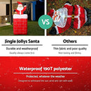 Jingle Jollys Christmas Inflatable Illuminated Santa, Outdoor Decorations, 1.8M Cold White LED Lights with Pegs and Ropes Set Built-in Pump Lawn Yard Decor