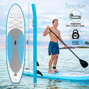 SereneLife Inflatable Stand Up Paddle Board (6 Inches Thick) with Premium SUP Accessories & Carry Bag | Wide Stance, Bottom Fin for Paddling, Surf Control, Non-Slip Deck | Youth & Adult Standing Boat