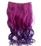 (hot pink to dark purple) - Fashion Sexy Two Tone Long Curl/curly/wavy Clip in Hair Extensions Pieces Wig Girls, Shade Hot Pink to Dark Purple