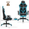 POWERSTONE Massage Gaming Chair Recliner - Racing E-Sports Computer Chair with Footrest Lumbar Support and Headrest Ergonomic Office Chair PU Leather High Back Adjustable Swivel Chair, Blue