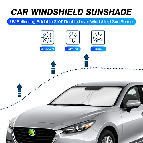 KUST Custom Fit Windshield Sun Shade for Mazda 3 2014 2015 2016 2017 2018 Mazda3 Accessories Hatchback/Sedan Sunshade Foldable Sun Visor Protector Blocks UV Rays Keep Your Car Cooler