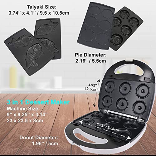 Mini Donuts Baker, Mini Cake and Quiche Baker, Taiyaki Baker - 3 in 1 Three Slices Removable Dessert Baker by StarBlue - White AC 220-240V 50/60Hz 700-800W, UK Plug with EU Adapter